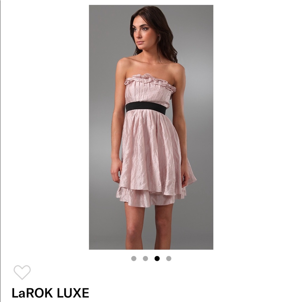 LAROK pink metallic sheen mini ruffle top dress
